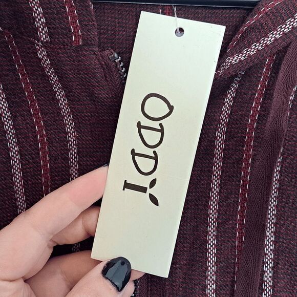Oddy Striped Zip Top with Hood size Small NWT - Picture 6 of 7